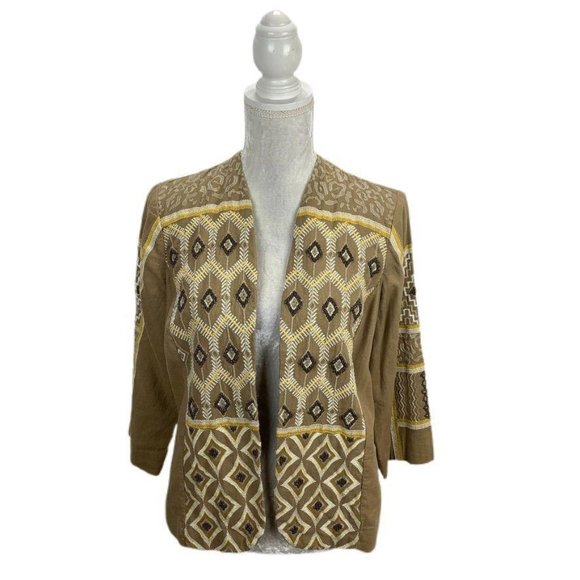 Chico's Jackets & Blazers - Chico's Linen Blend Open Front Blazer Southwestern